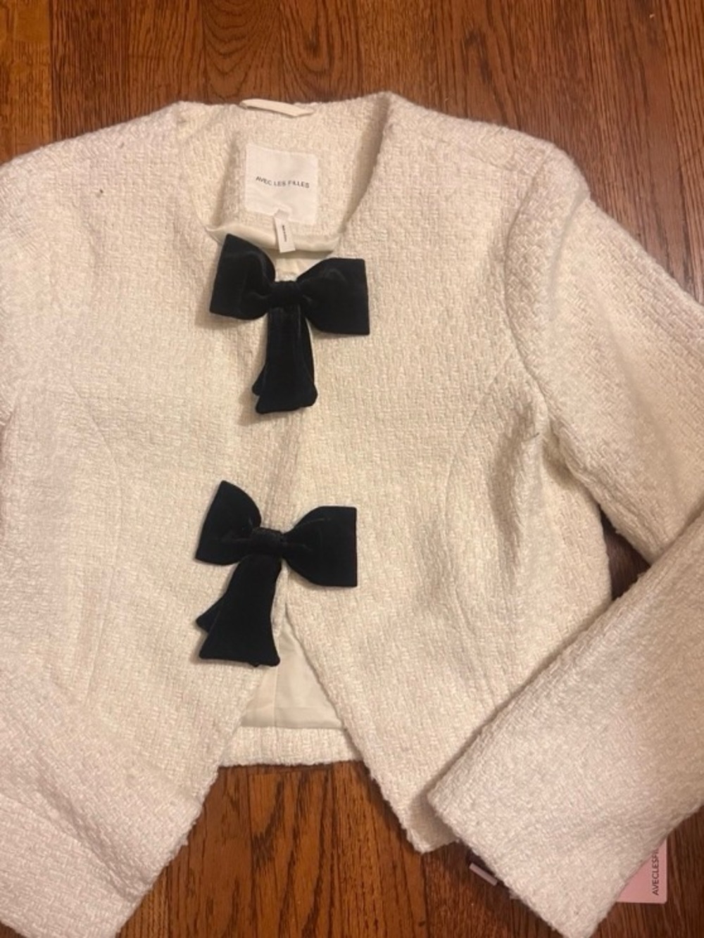 Avec Les Filles velvet Bow Tweed Lady Jacket NWT small - Picture 4 of 6